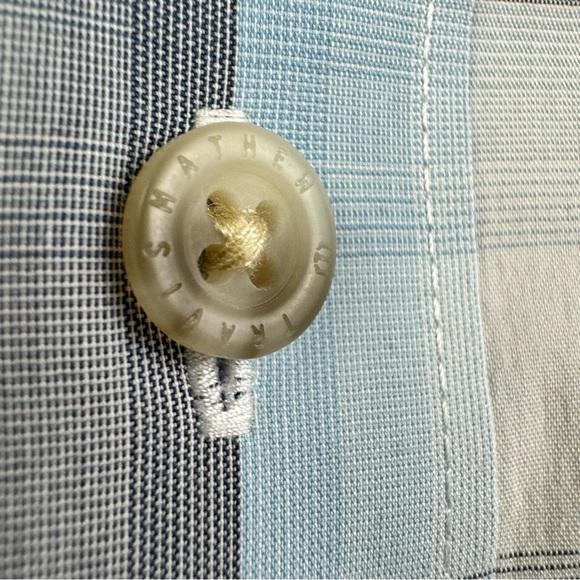 Travis Mathew Blue Gray Plaid Short Sleeve Button Up Shirt Men's Size L READ - Picture 7 of 13